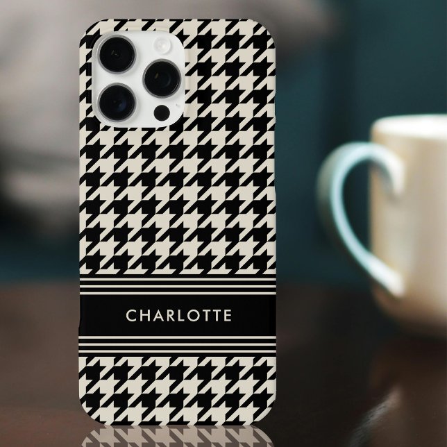 Chic Houndstooth Pattern Name Black Off-white Case-Mate iPhone Case (Creator Uploaded)