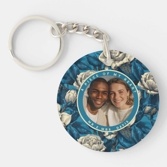 Chic Housewarming Gift Ideas Custom Gardenias Key Ring (Front)