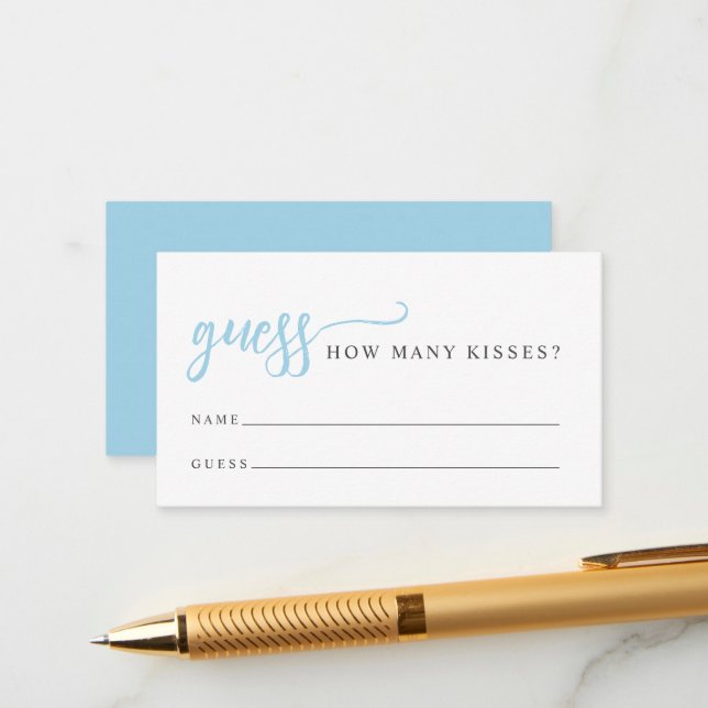Chic How Many Kisses Bridal Shower Game Enclosure Card (Front/Back In Situ)