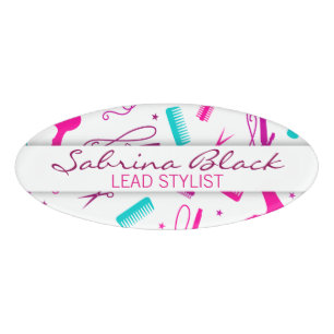 Chic Hues Hair & Beauty Salon Custom Salon Nametag Name Tag
