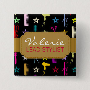 Chic Hues Multicolor Custom Hair Salon Name Badge