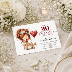 Chic Humour Woman 30th Birthday Deep Red Party Des Invitation