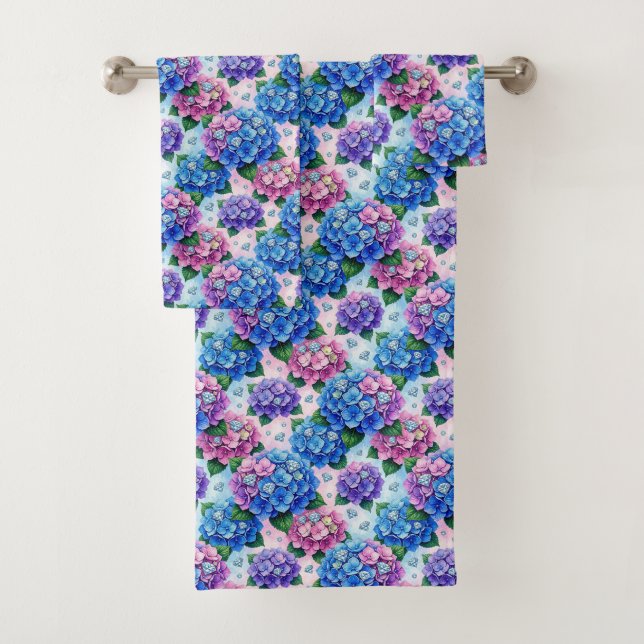Chic Hydrangeas and Diamonds Towel Set (Insitu)