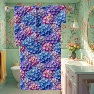 Chic Hydrangeas and Diamonds Towel Set