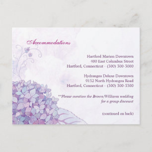Chic Hydrangeas Wedding Accommodation + Direction Postcard