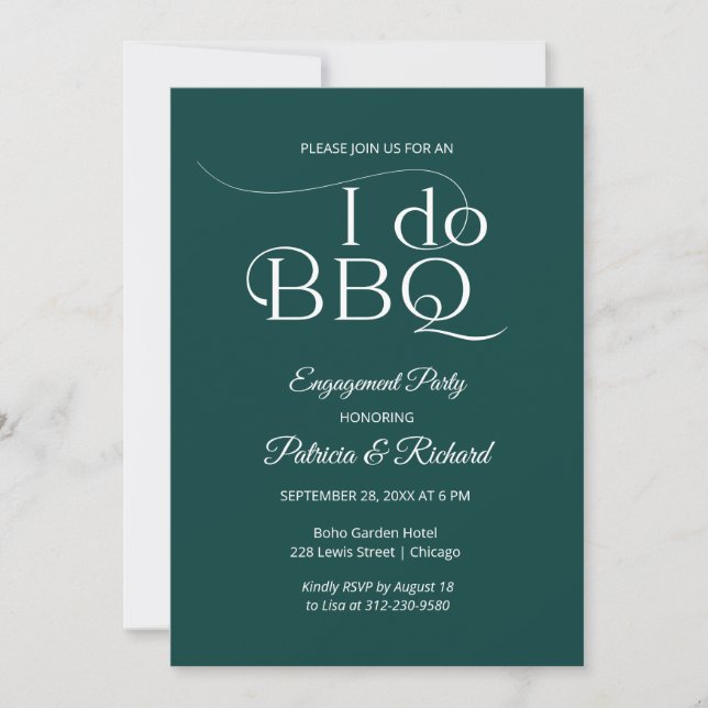 Chic I DO BBQ Engagement Party Invitation (Front)