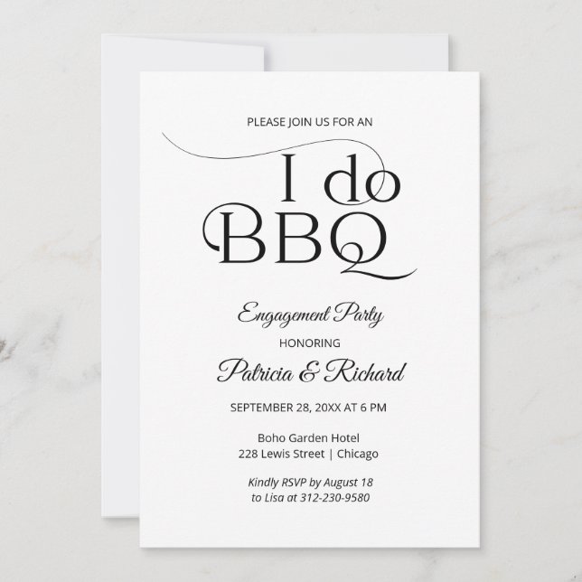 Chic I DO BBQ Engagement Party Invitation (Front)