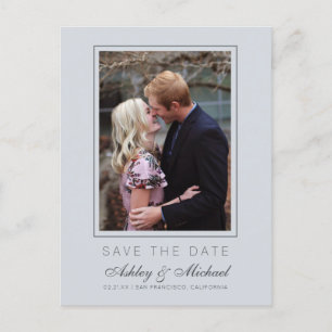 Chic Ice Blue Save the Date Engagement Photo Announcement Postcard