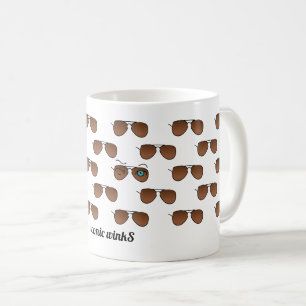 Chic iconic winkS Aviator Glasses Brown Pattern Coffee Mug