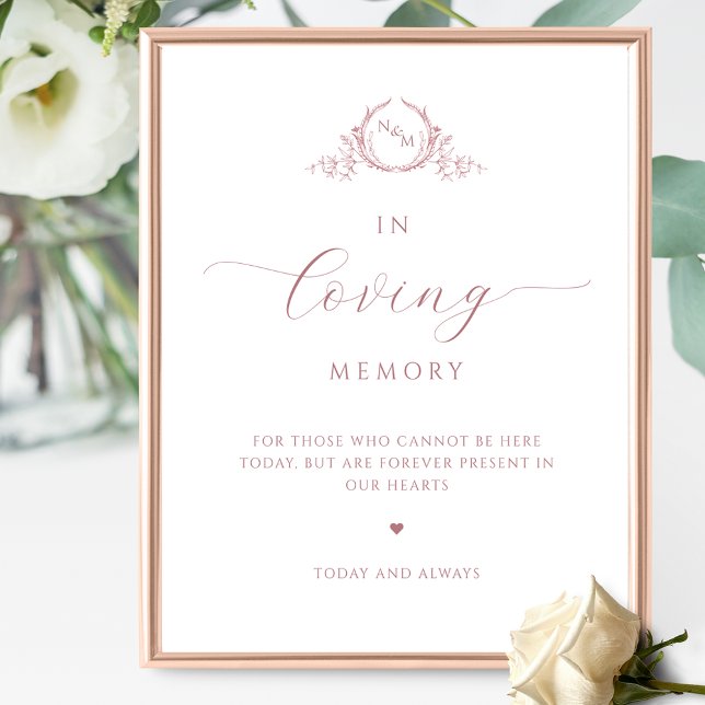 Chic In loving Memory, Monogrammed Dusty Rose Sign (Creator Uploaded)