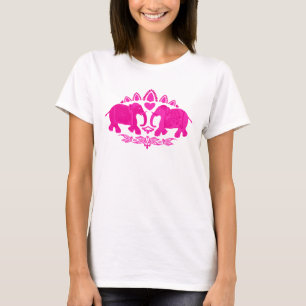 Chic Indian Elephants Pink Ethnic T-Shirt