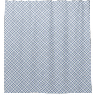 Chic Indigo Blue and White Preppy Check Pattern Shower Curtain