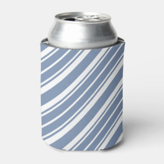 Chic Indigo Blue, White Ticking Stripes Can Cooler