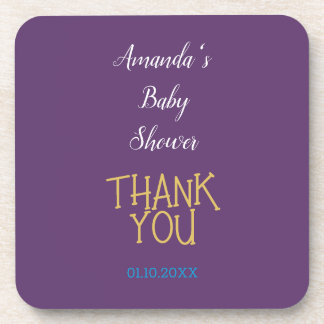 Chic Indigo Gold Colour Minimalist Baby Shower Coaster