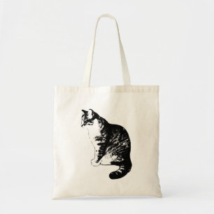 Chic Ink Striped Tabby Cat Side View Tote Bag