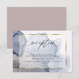 Chic Inky Dusty Blue Mauve Reception Invitation