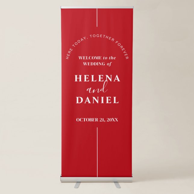 Chic Inline | Personalised Modern Wedding Welcome Retractable Banner (Front)
