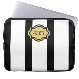 chic ipad sleeve, kakki/blackstripes/ monogram laptop sleeve