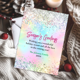 Chic iridescent glitter Christmas new year greetin Card