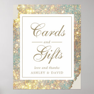 Chic Iridescent Holographic Glitter Cards Gifts Poster