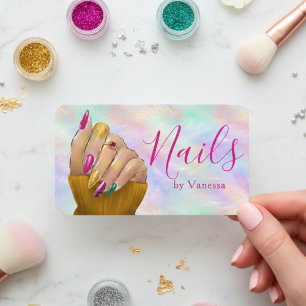 Chic Iridescent Opal Nail Salon Manicurist Artist Business Card