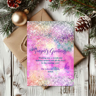 Chic iridescent silver glitter Christmas new year 