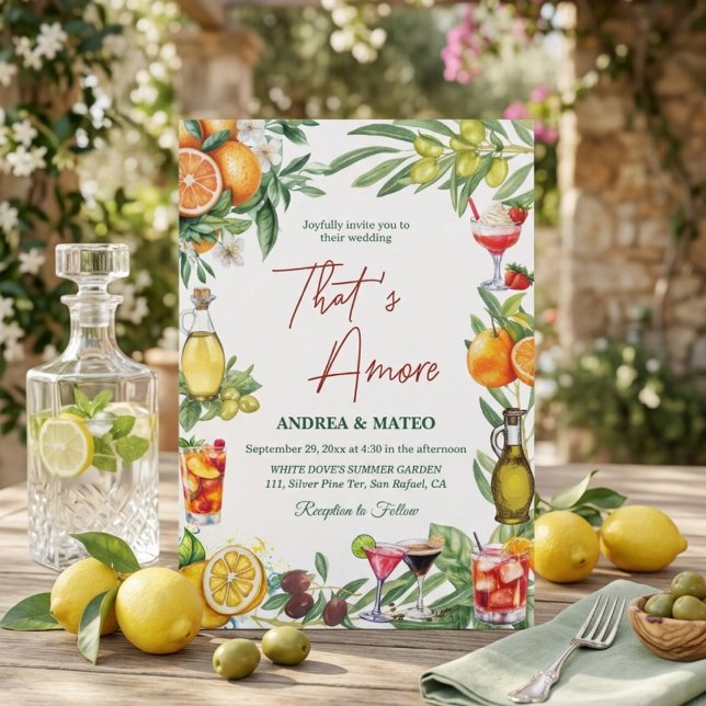Chic Italian Citrus Cocktail Wedding Celebration  Invitation (Creator Uploaded)