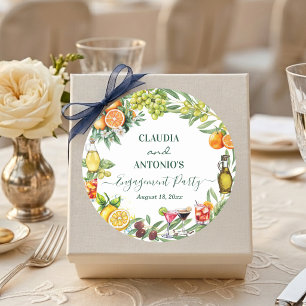 Chic Italian Citrus Engagement Party Classic Round Sticker