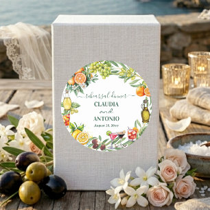 Chic Italian Citrus Wedding Rehearsal Dinner Classic Round Sticker