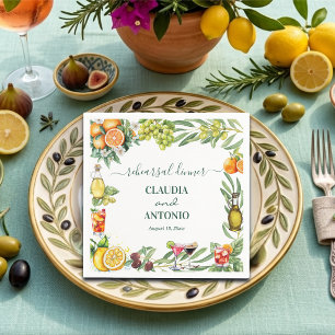 Chic Italian Citrus Wedding Rehearsal Dinner Napkin
