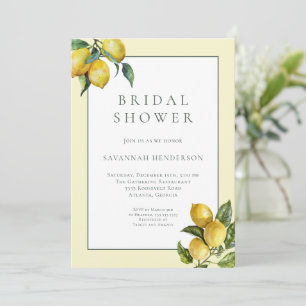 Chic Italian Lemon Sage Green Bridal Shower Invitation