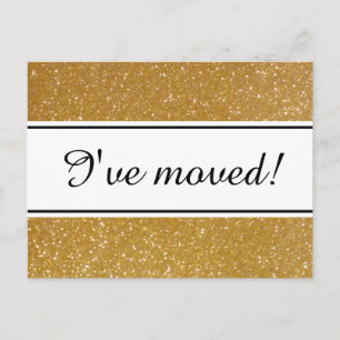 Chic I've moved faux gold glitter moving postcards