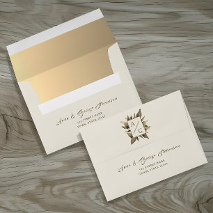 Chic Ivory and Gold Wedding Envelope