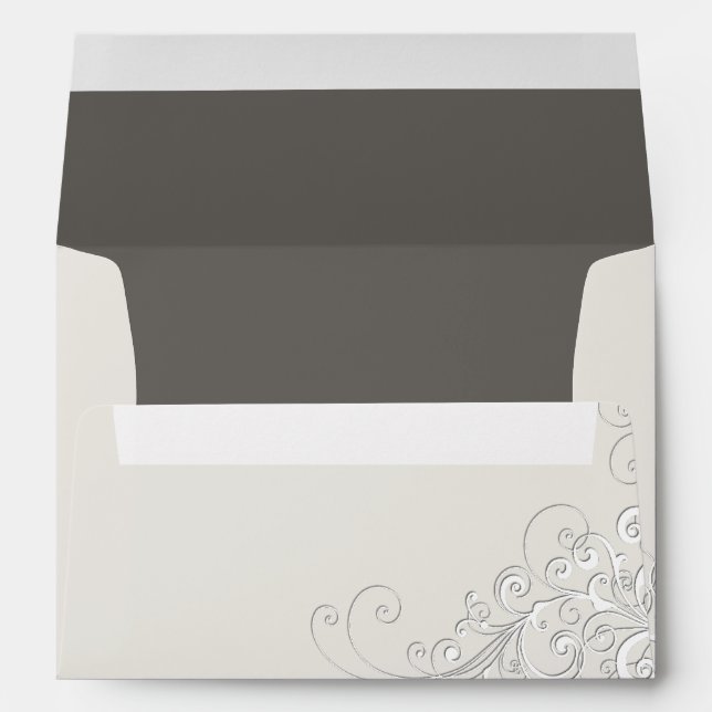 Chic Ivory and Taupe Wedding Envelope (Back (Bottom))