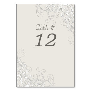 Chic Ivory and White Classic Wedding Table Number