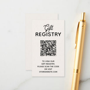 Chic Ivory Baby Shower Registry QR Code Enclosure Card