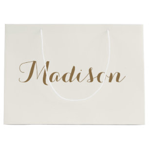 Chic ivory cream minimalist monogram large gift bag