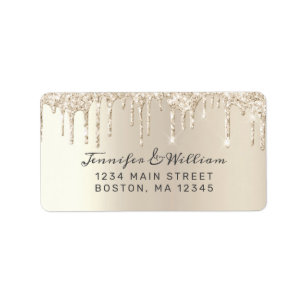 Chic Ivory Dripping Glitter Elegant Script Wedding Label