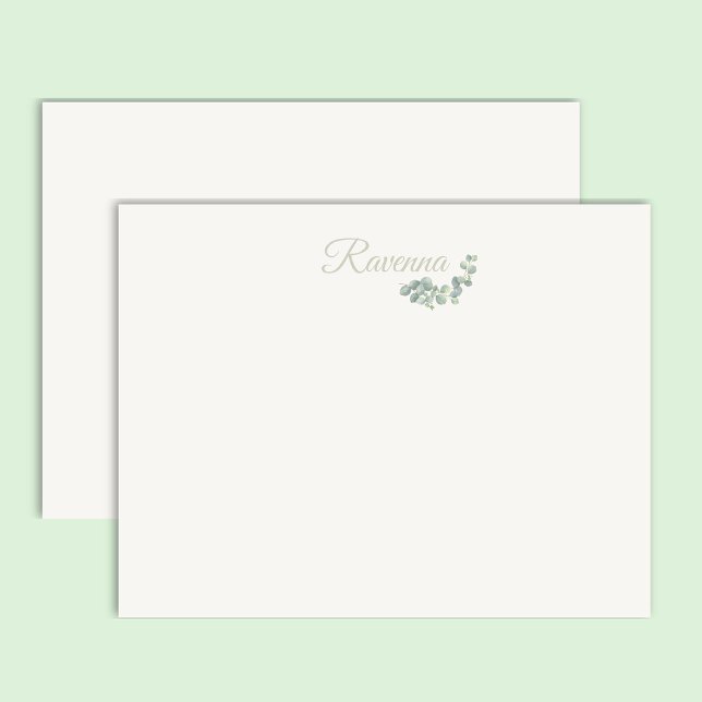 Chic Ivory Eucalyptus Sage Personalised Name Card (Creator Uploaded)
