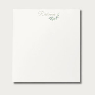 Chic Ivory Eucalyptus Sage Personalised Name Notepad