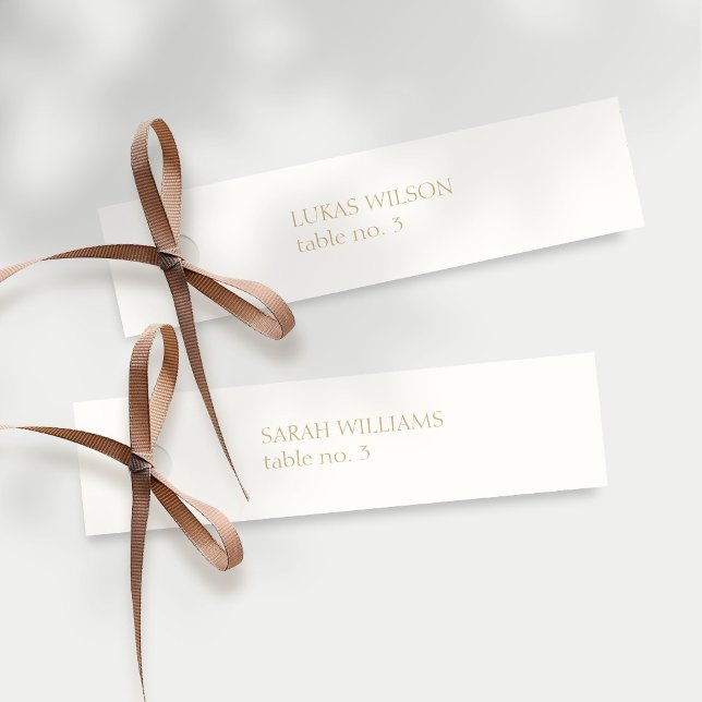 Chic Ivory & Faux Gold Wedding Escort Place Name Card (Creator Uploaded)