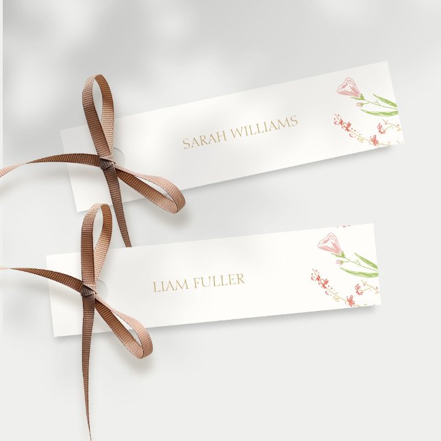 Chic Ivory | Floral Wedding Escort Place Name Card (Creator Uploaded)