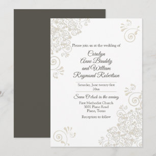 Chic Ivory Flourishes Wedding Invitation