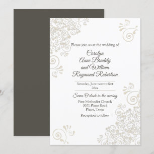 Chic Ivory Flourishes Wedding Invitation