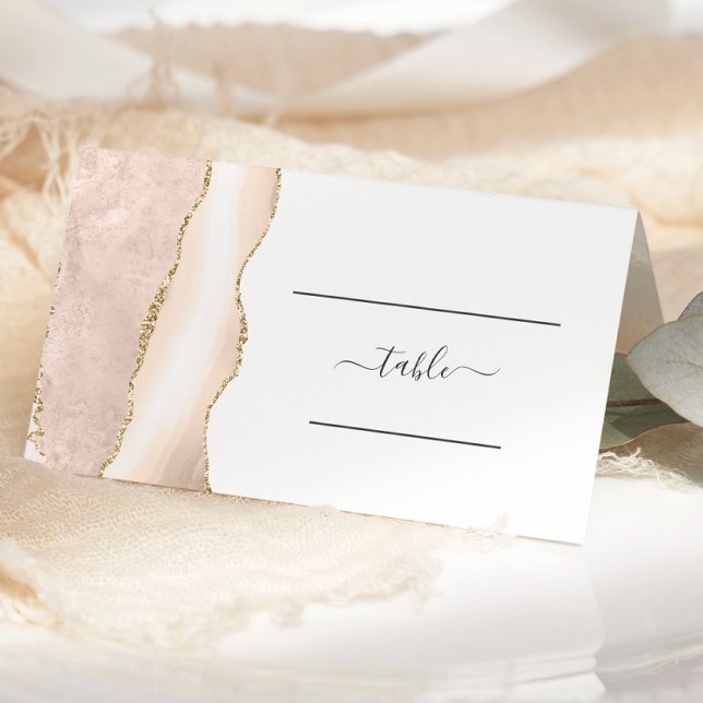 Chic Ivory Gold Agate Wedding Table Place Card (Creator Uploaded)