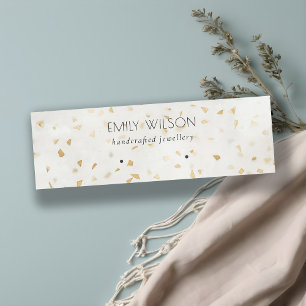 Chic Ivory Gold Terrazzo Marble Texture Earring Mini Business Card