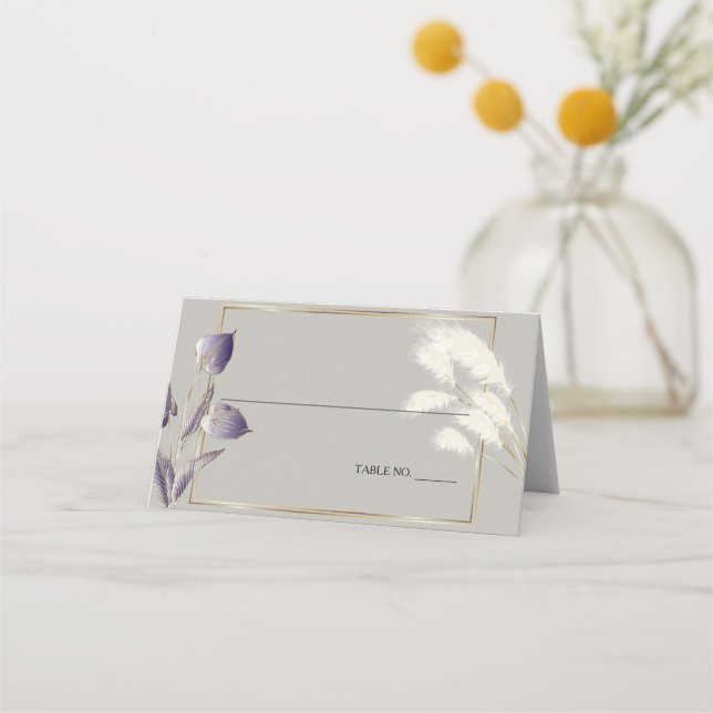 Chic Ivory Pampas Grass Place Card (Front)