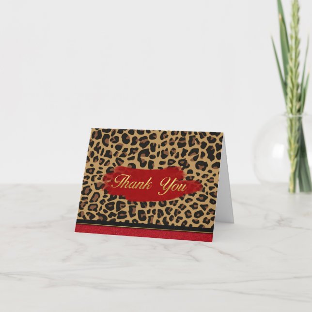 Chic Jaguar Print Thank You Note Card (Front)