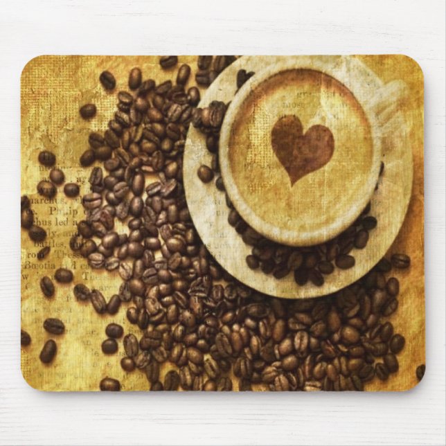 Chic Java cappuccino Coffee Beans Coffee Lover Mouse Mat (Front)