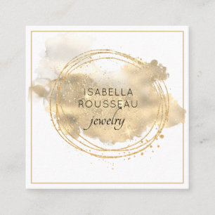 Chic Jewelry Designer Platinum Gold Glitter Square Business Card